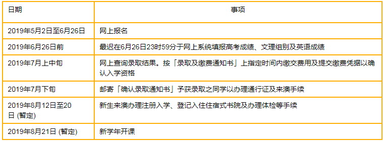 招生及入学日期须知