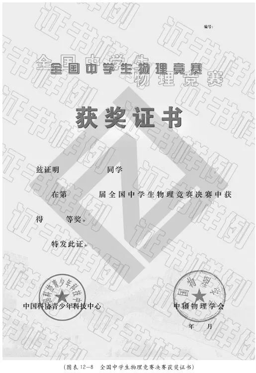 全国中学生物理竞赛决赛获奖证书